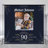 Lofaris Vintage Gold Black Custom Photo Birthday Backdrop